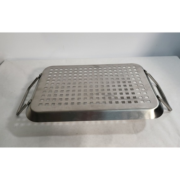 Stainless Steel Grill Topper Tray with Handles BBQ Vegetable Grilling - Picture 5 of 6